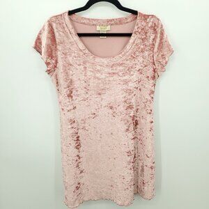 VTG Victoria's Secret Gold Label Crushed Velvet Mini Short Sleeve Dress S Pink